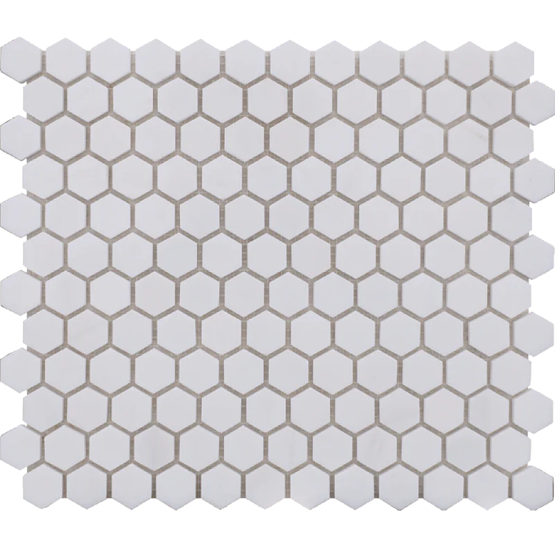 Sky White Honed Hexagon Mosaic 1"
